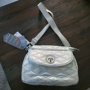 Baggallini Silver Quilted Crossbody Bag